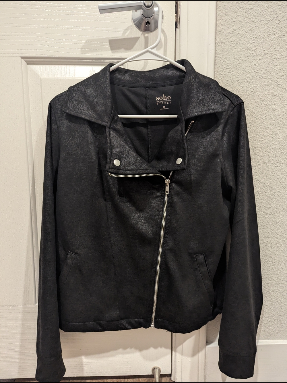 New York & Company Black Faux Suede Moto Jacket